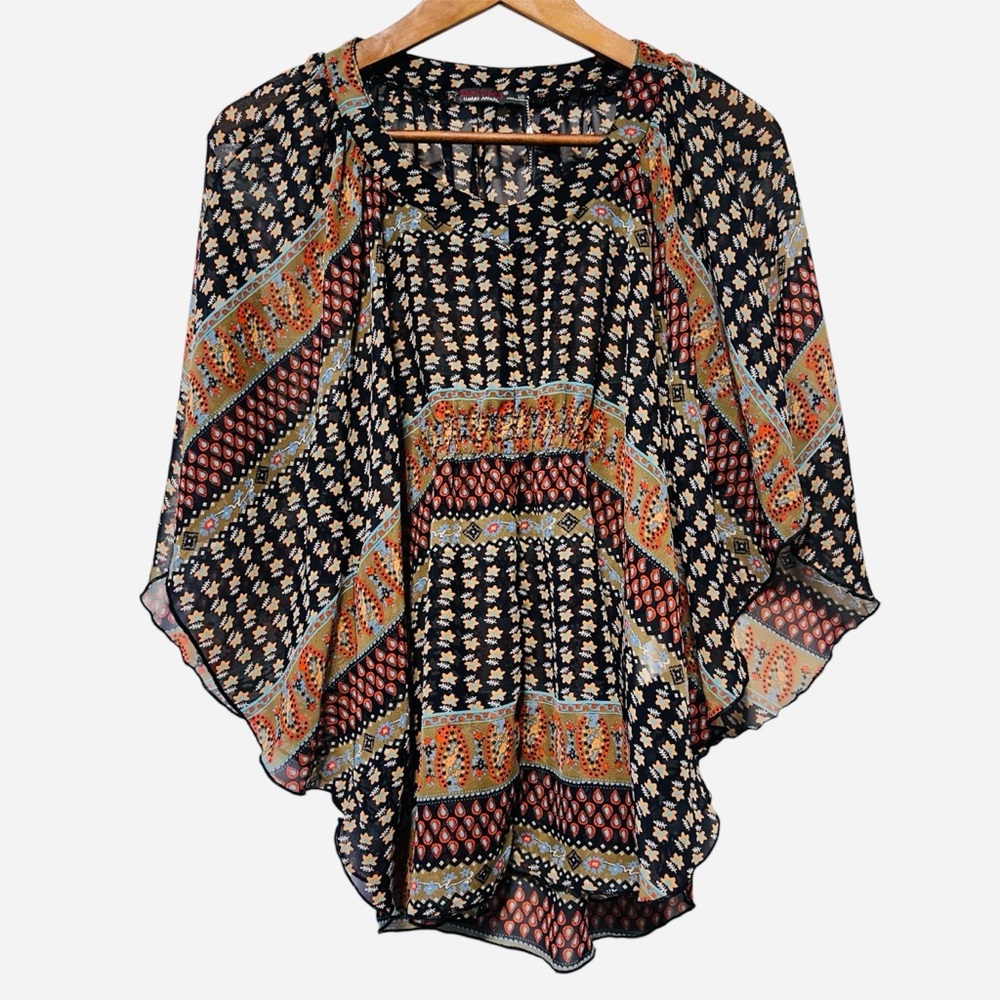 ❤️ 3/$20 ❤️ Y2K DEVOTED Sheer Kimono Blouse L | Festival | Topper | Hippie Boho